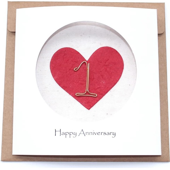 Handmade 1st First Year Wedding Anniversary Card For Her or Him NWT - Picture 1 of 4